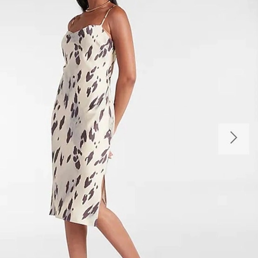 EXPRESs Cream and Black Leopard Print slip dress